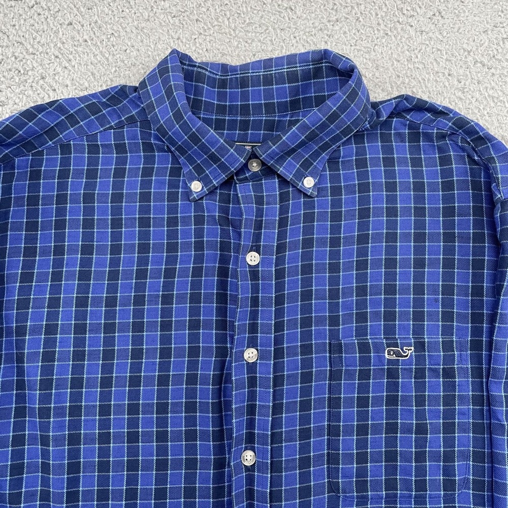 Vineyard Vines Button Down Shirt Mens XL Blue Classic Tucker Shirt Linen Blend